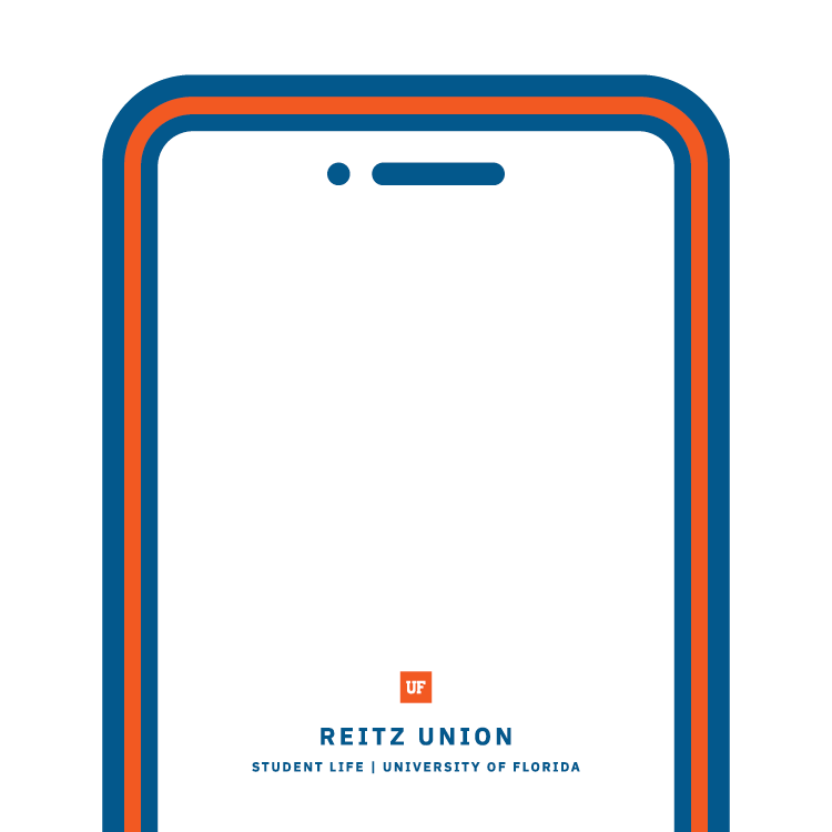 An illustrated phone in orange and blue.